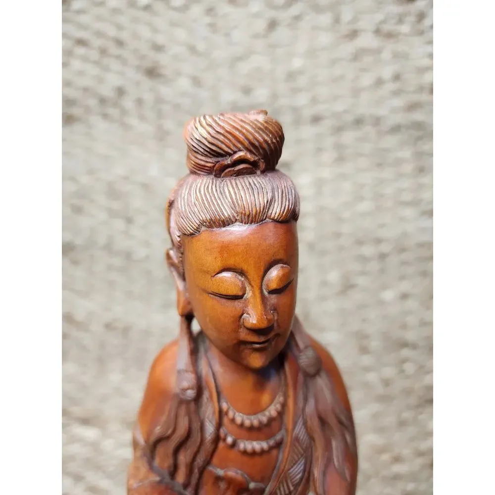 Antique Chinese Hand Carved Hardwood Kwanyin Guanyin 12